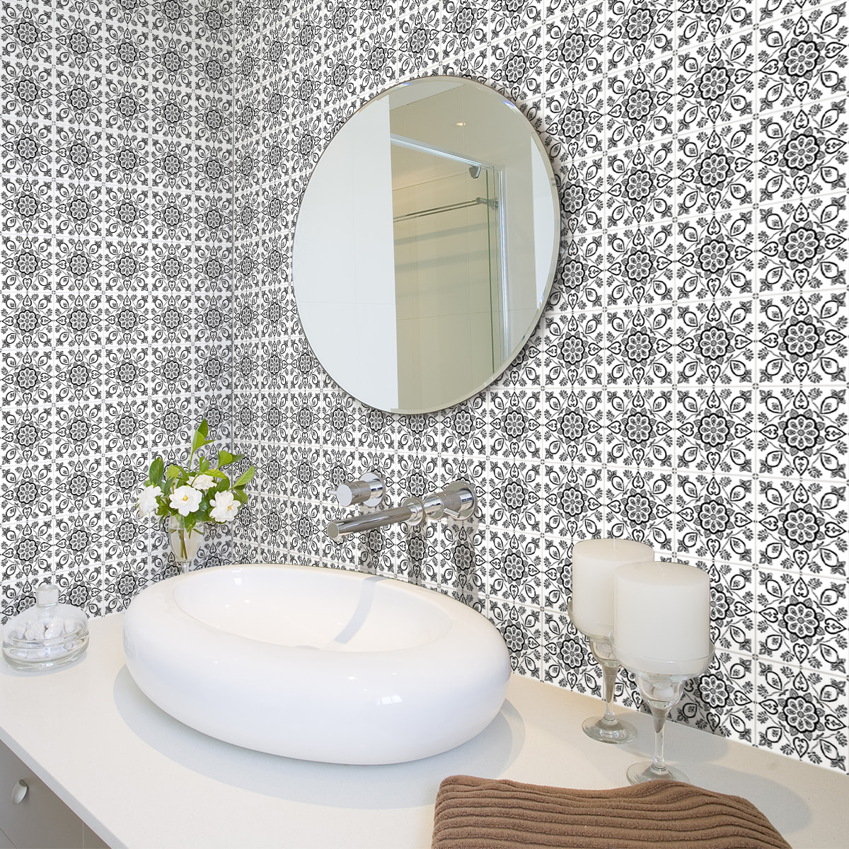 Stickers muraux - Sticker Mural Carrelage adhésif Cuisine Salle de Bain - 60 STICKERS CARRELAGES AZULEJOS ALENZO