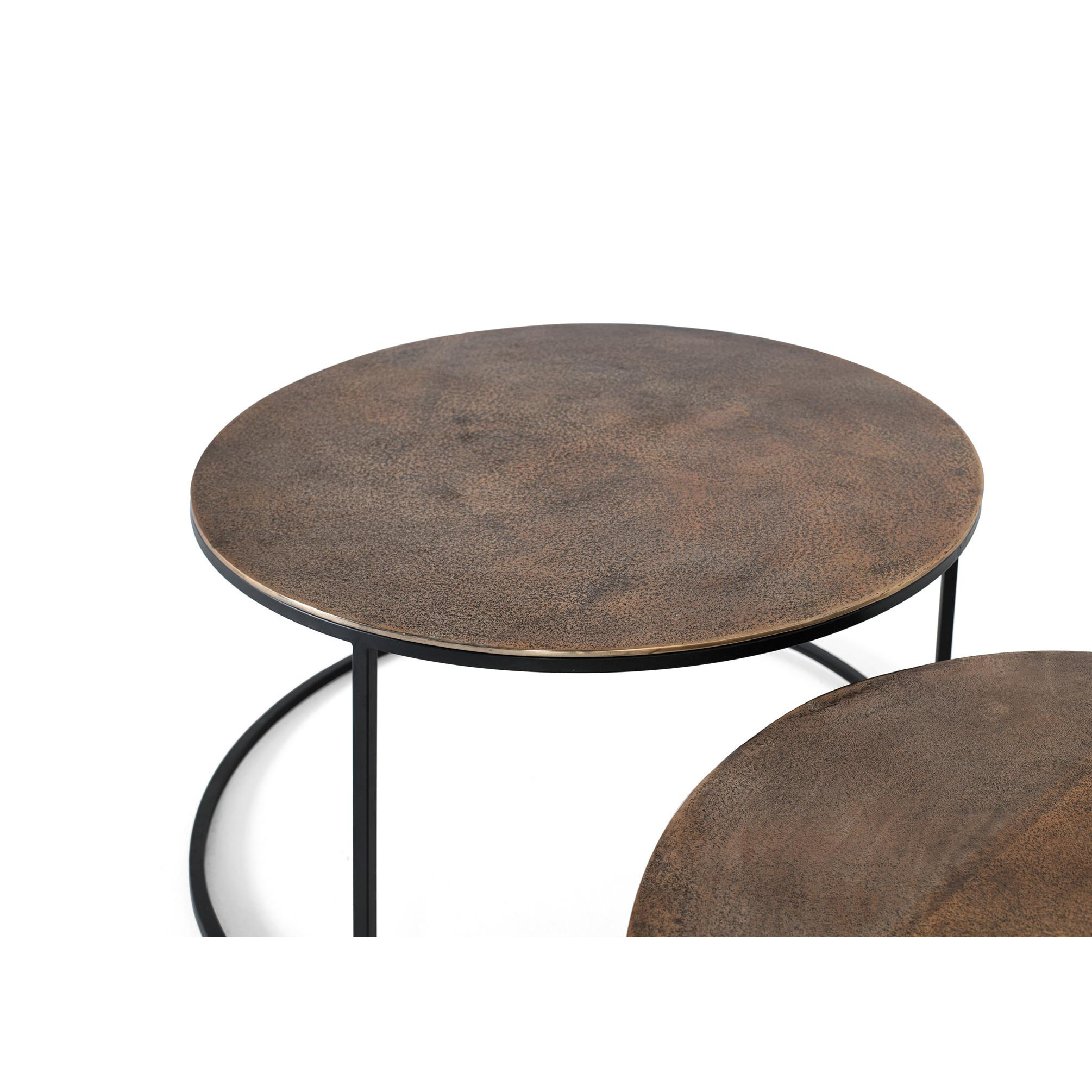 Mesas de Centro de Metal Mesa Grande: 81 Cm, Mesa Pequeña: 70 Cm Estilo Moderno
