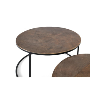 Mesas de Centro de Metal Mesa Grande: 81 Cm, Mesa Pequeña: 70 Cm Estilo Moderno