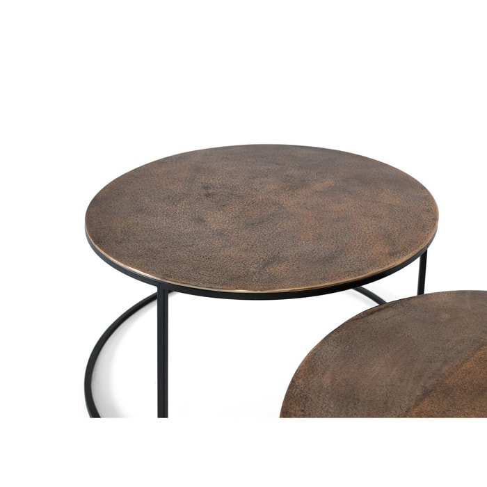 Mesas de Centro de Metal Mesa Grande: 81 Cm, Mesa Pequeña: 70 Cm Estilo Moderno