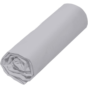 Drap housse - bonnet:30cm 100% coton uni - gris clair