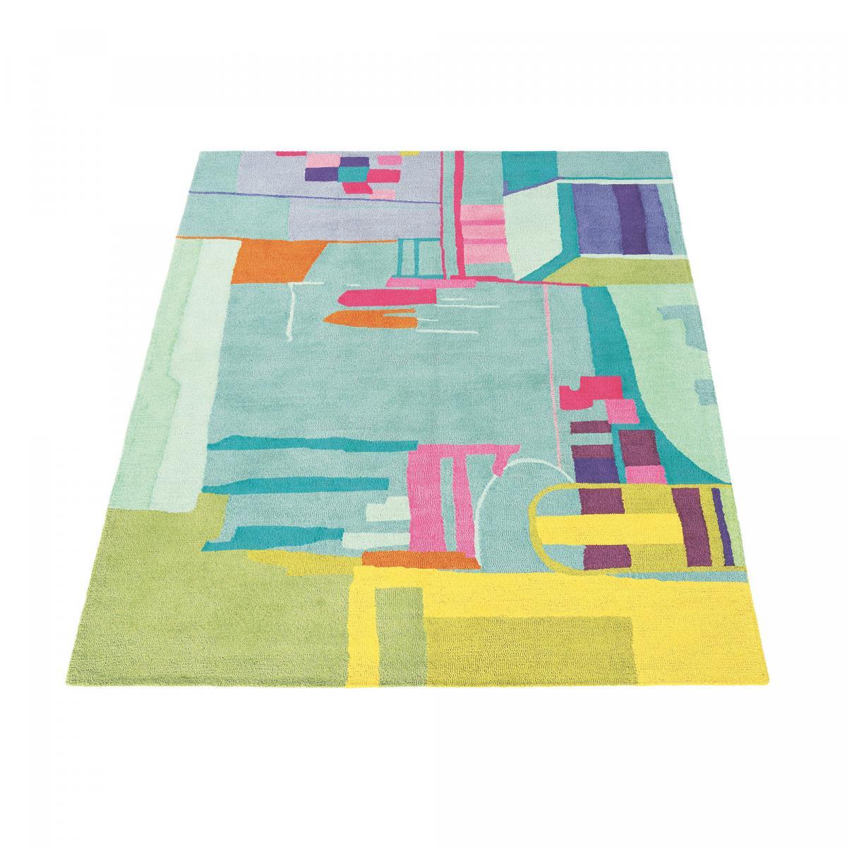 Tapis salon et chambre fait à la main en laine motif abstrait ILMA