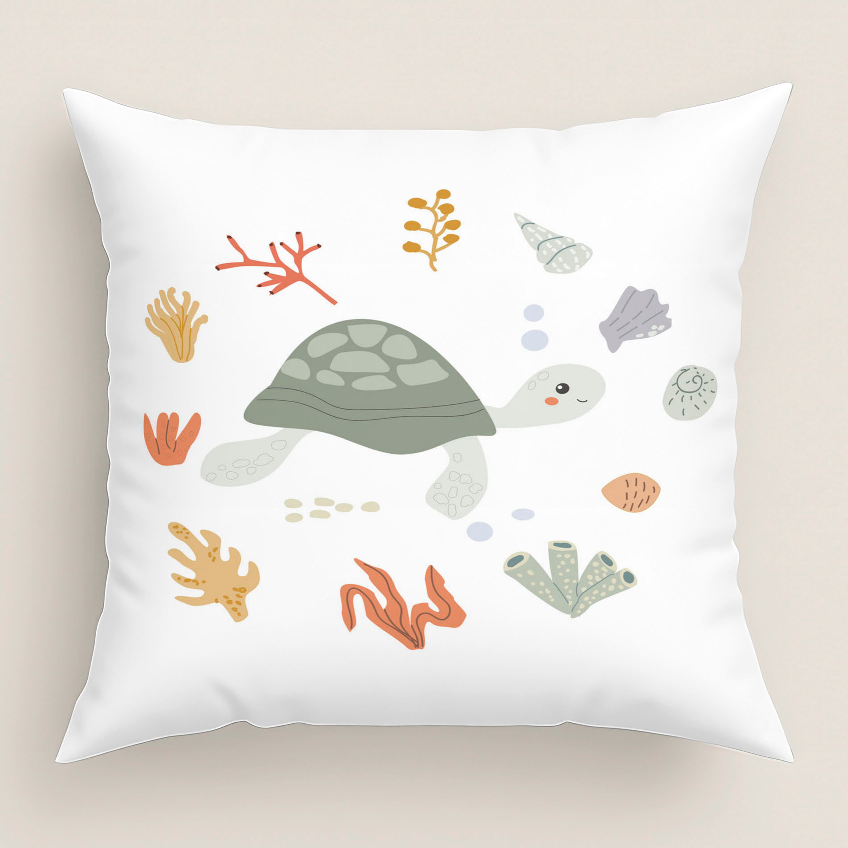 Cool Kids - Funda de Cojín Estampado - Con Cremallera - Sin relleno - 100% Algodón - Ocean Life