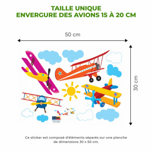 Stickers Muraux décoration adhésifs avions chambre enfant
