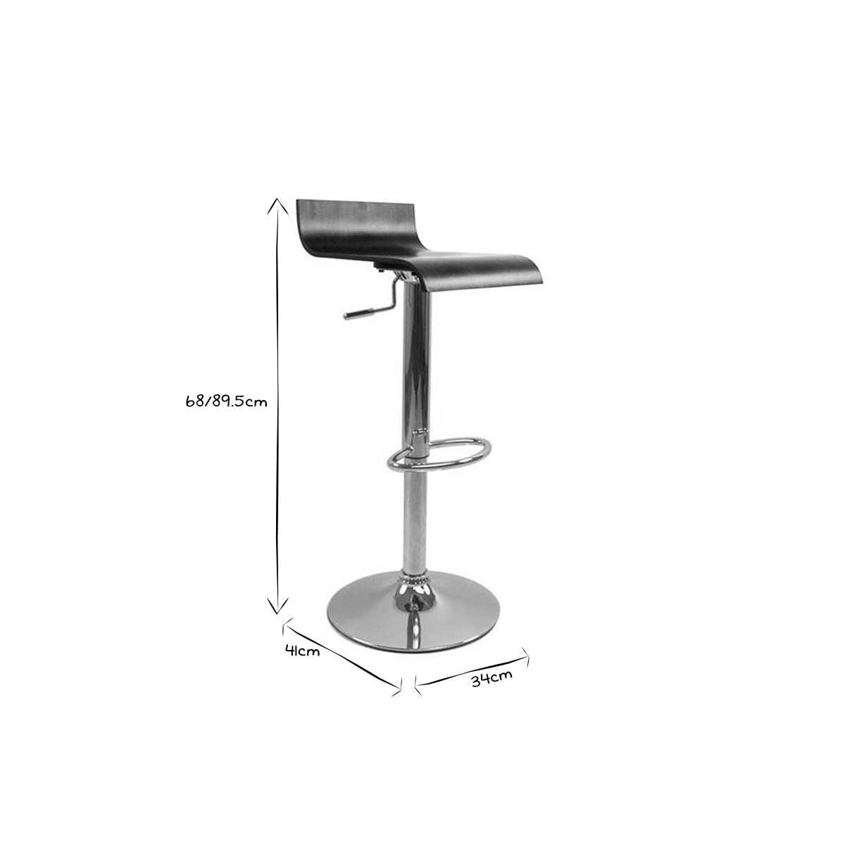 Tabourets de bar design bois foncé noyer et acier chromé (lot de 2) SURF V2