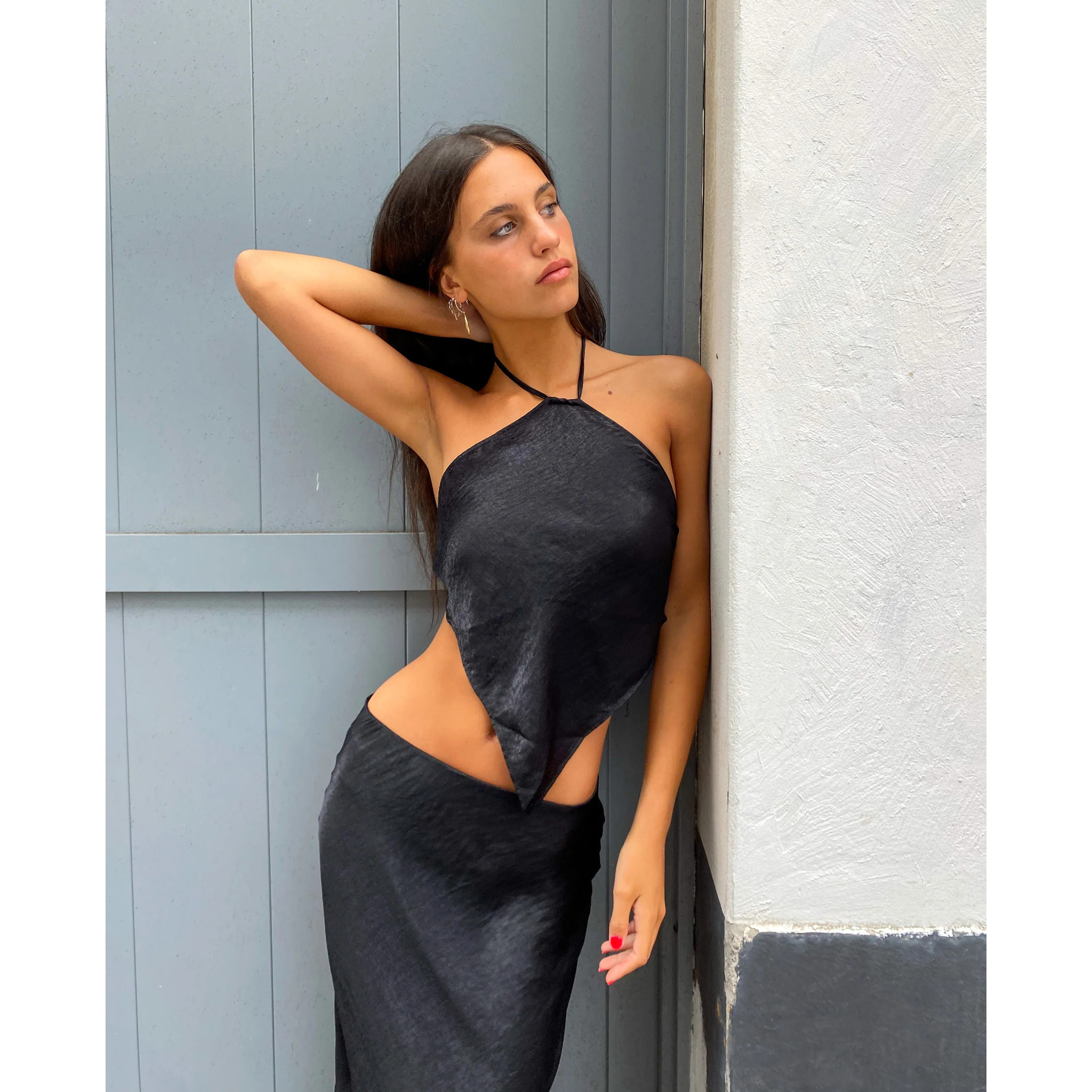 Top de mujer efecto pañuelo con lazada