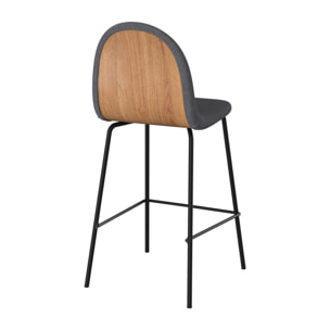 Lot de 2 chaises pour îlot central en tissu gris foncé 63 cm - Léna
