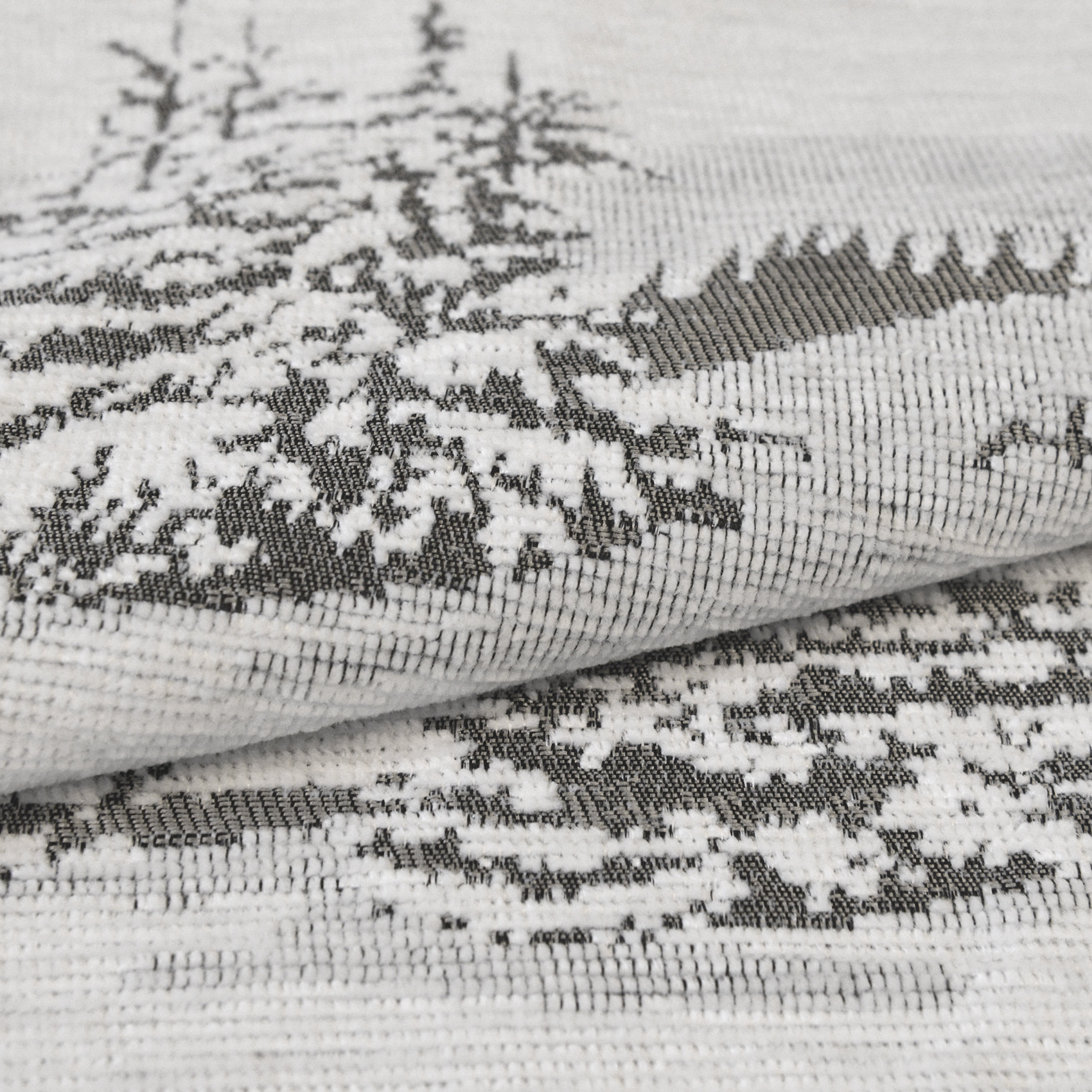 Tissu d'ameublement Jacquard Sapins Enneigés - Gris clair