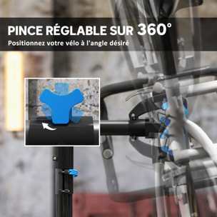 Support de réparation de vélo réglable - pied d'atelier vélo - pince pivotante 360° - charge max. 25 Kg - noir bleu