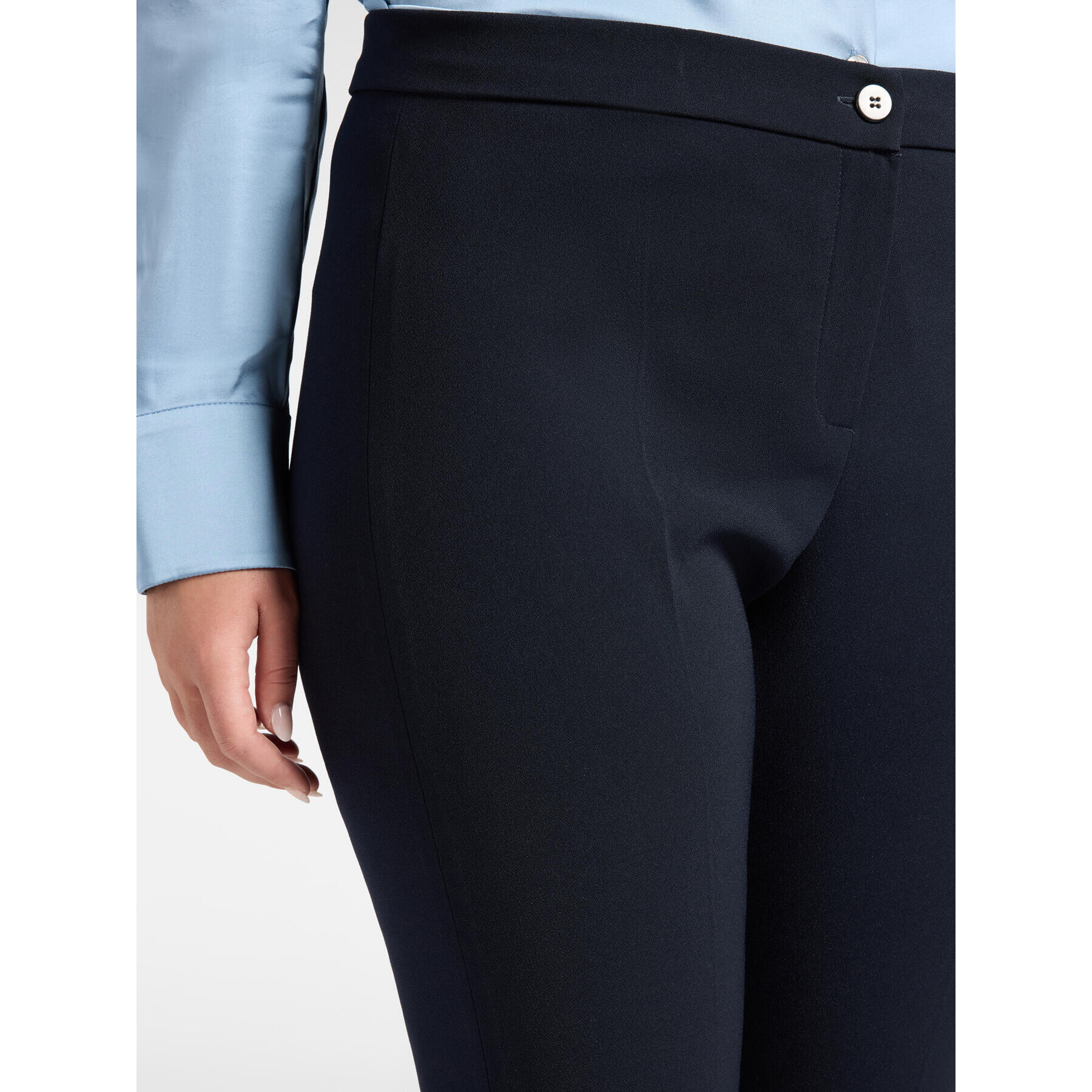 Elena Mirò - Pantaloni slim in crêpe misto cotone - Blu