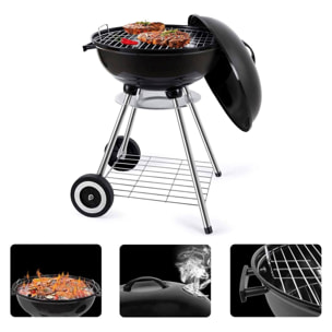 Well Home Barbacoa con ruedas tipo bowl Ø47cm