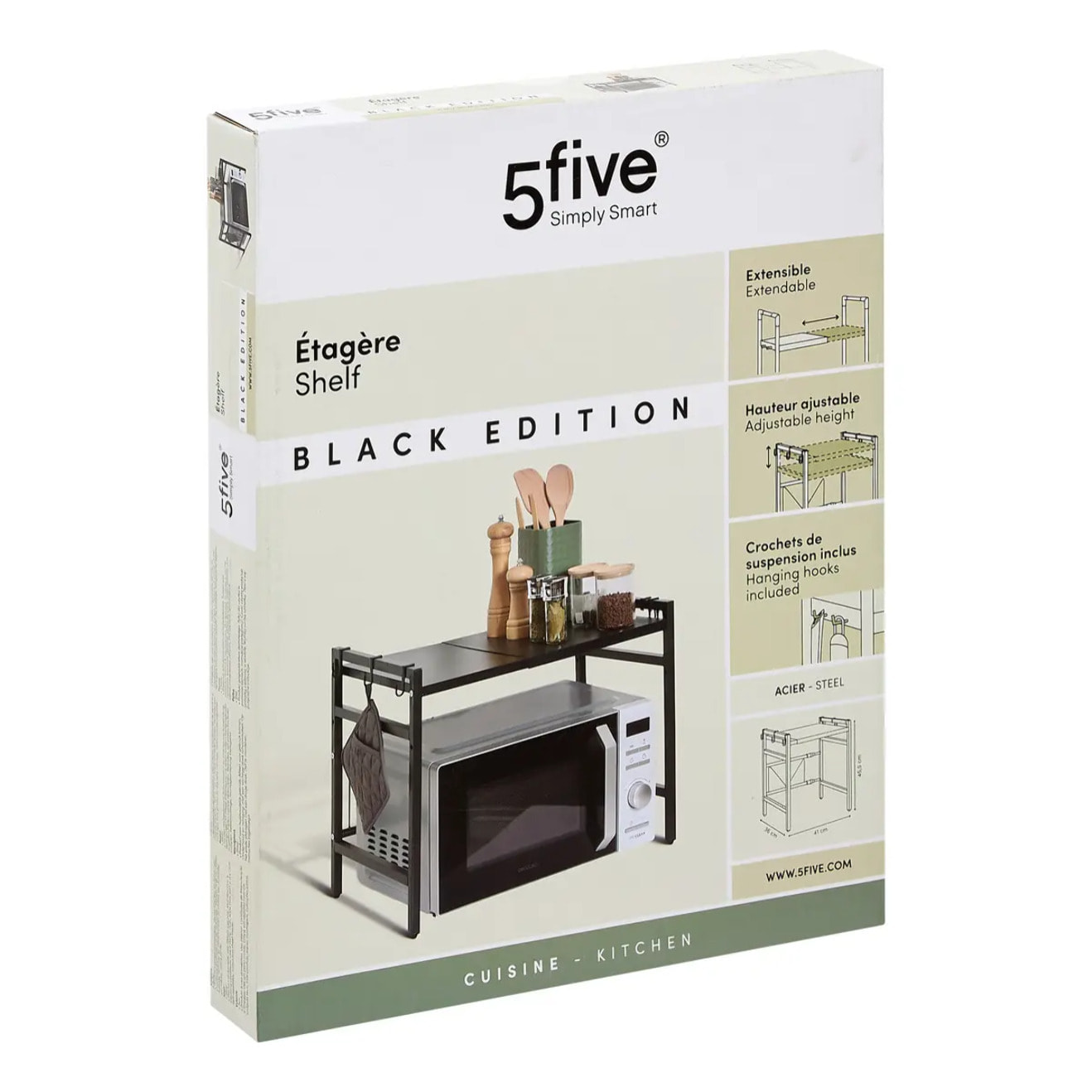Etagère micro-onde Black edition extensible 1 étagère noir