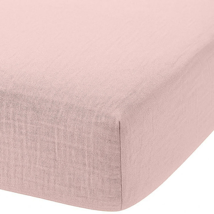 Drap housse - bonnet:30cm 100% gaze de coton rose lotus