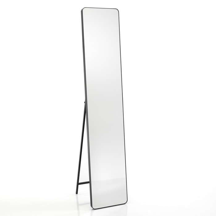 Porte-manteau avec miroir Tomasucci CRAFTY, en acier et verre, noir, 30 × 36 × 150 cm