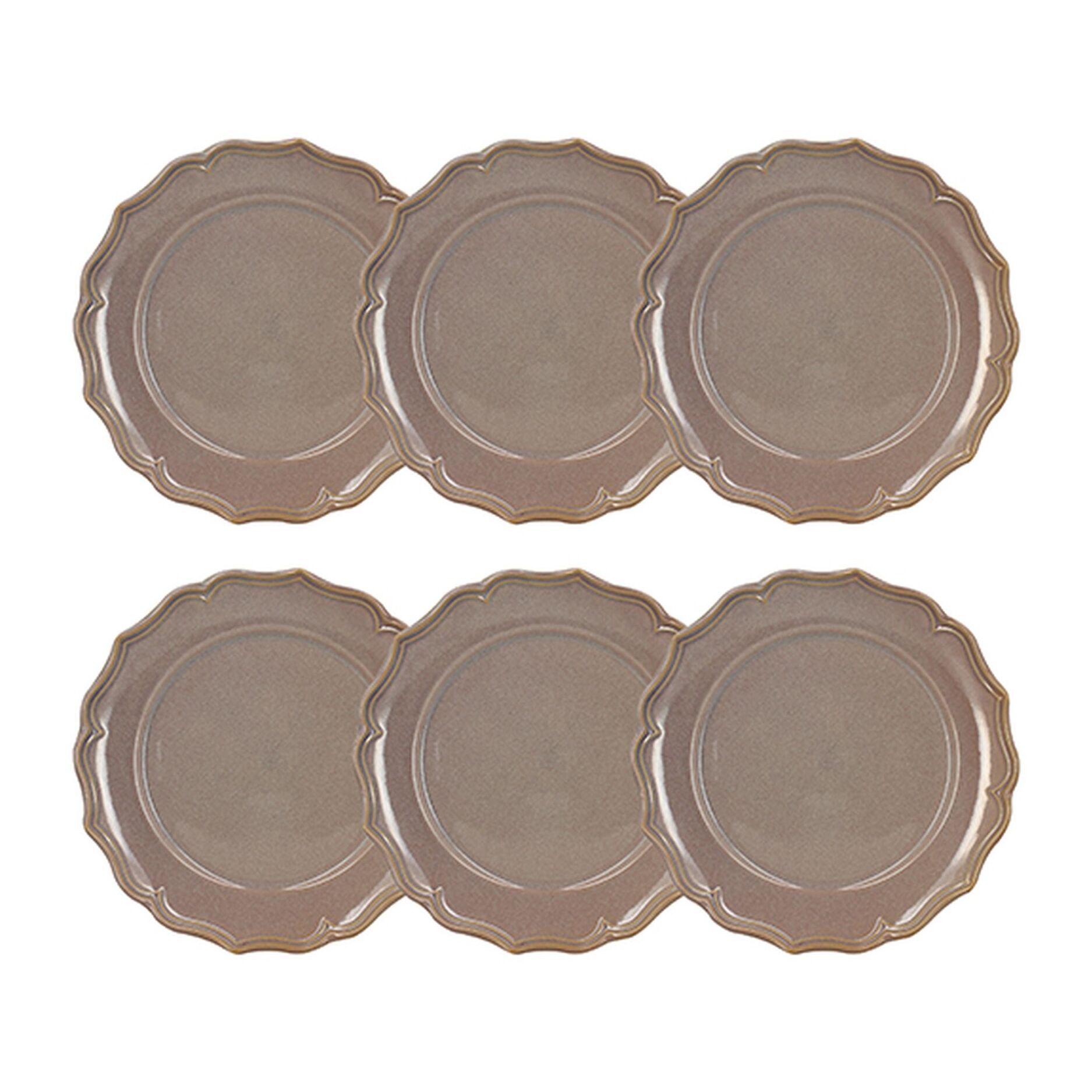 Lot de 6 assiettes plates 26,5cm en grès violet SIGNATURE