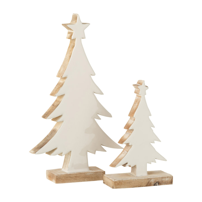 J-Line Sapin De Noel Bois De  Manguier Blanc/Blanc Wash Large