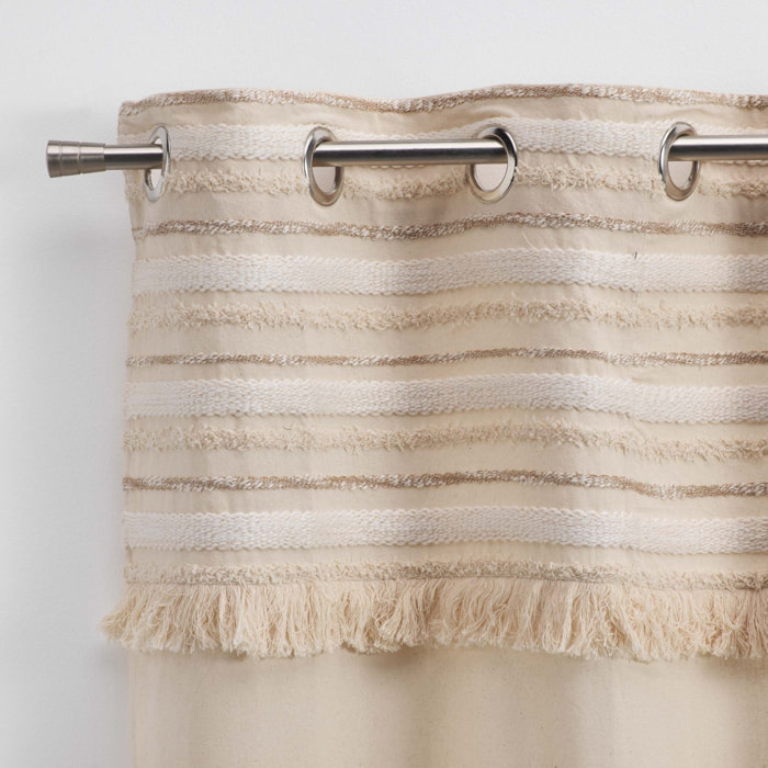 Rideau au top tissé et frangé - Naturel
