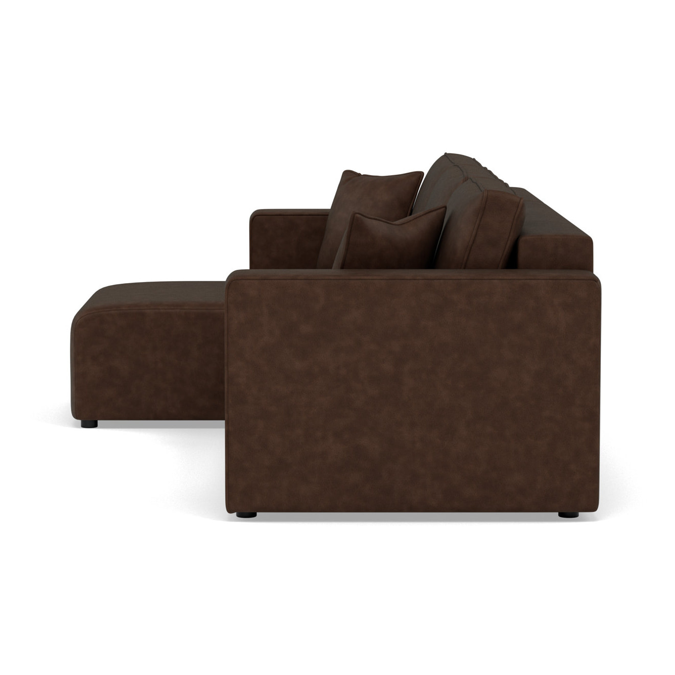 Topaze - canapé d'angle réversible 4 places convertible avec coffre en simili - Marron