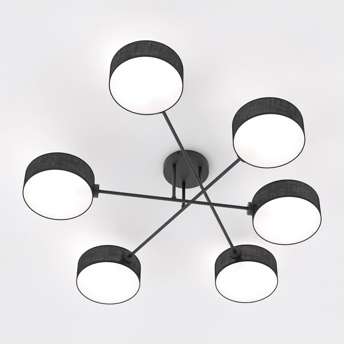 Lampada a sospensione Maga 6 bracci in acciaio nero opaco