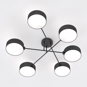 Lampada a sospensione Maga 6 bracci in acciaio nero opaco