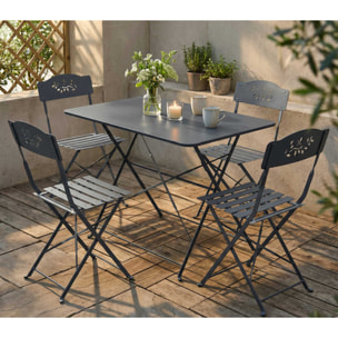 Ensemble table et chaises de jardin - 4 places - Gris Anthracite - VENONE