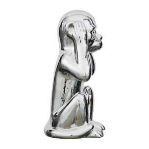 Statue Singe Argente H30cm