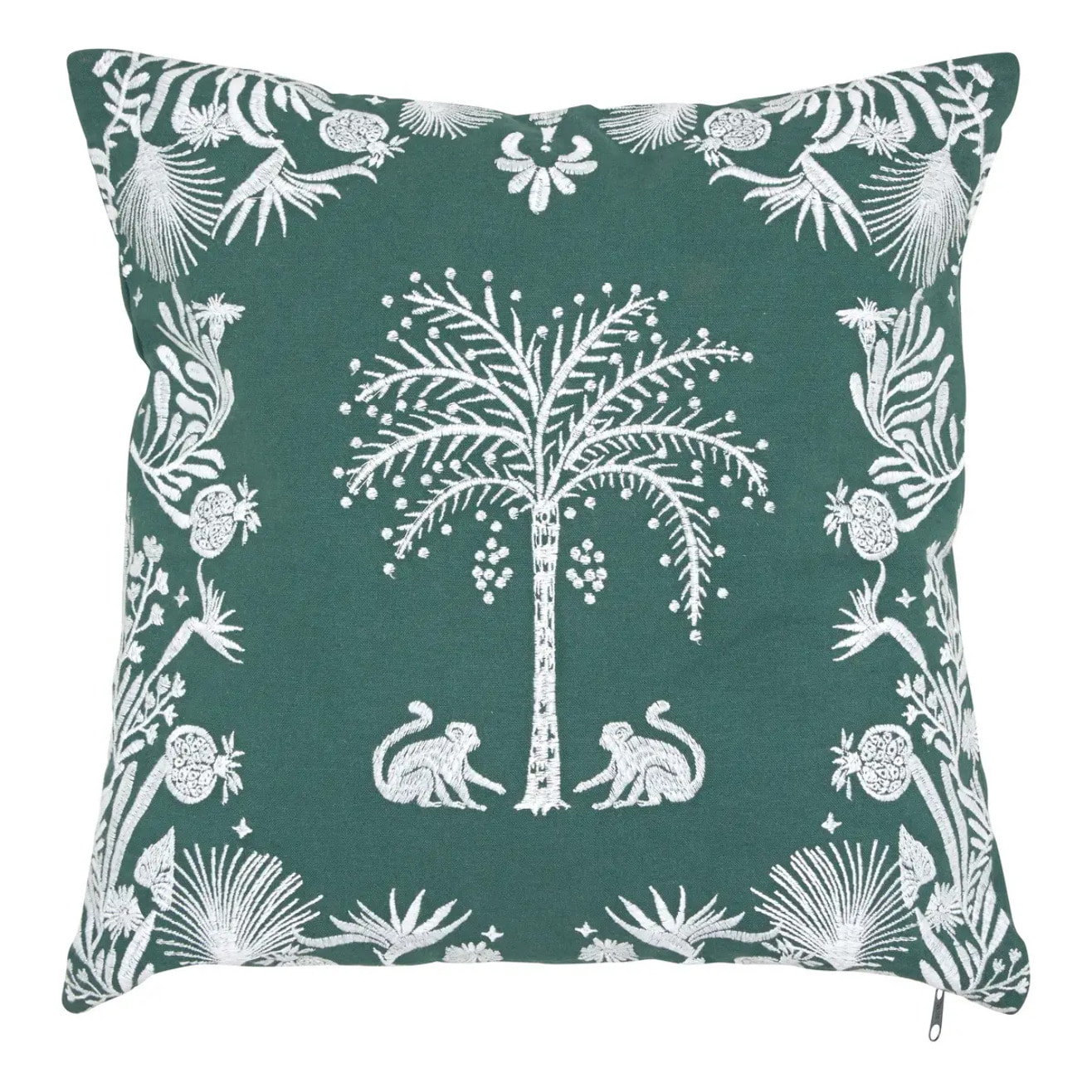Coussin brodé The palm resort 45x45cm vert