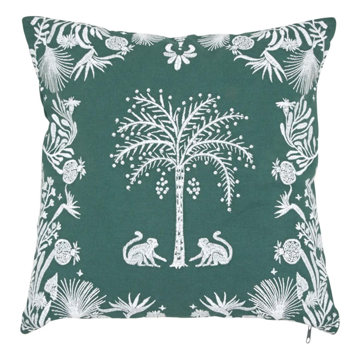 Coussin brodé The palm resort 45x45cm vert