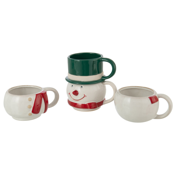 J-Line tasse 4 Parties Bonhomme De Neige - poterie - mix