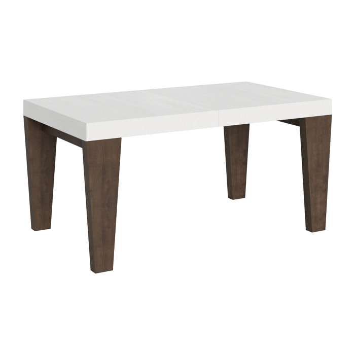 Mesa extensible 90x160/264 cm Spimbo Mix tapa Fresno Blanco patas Nogal