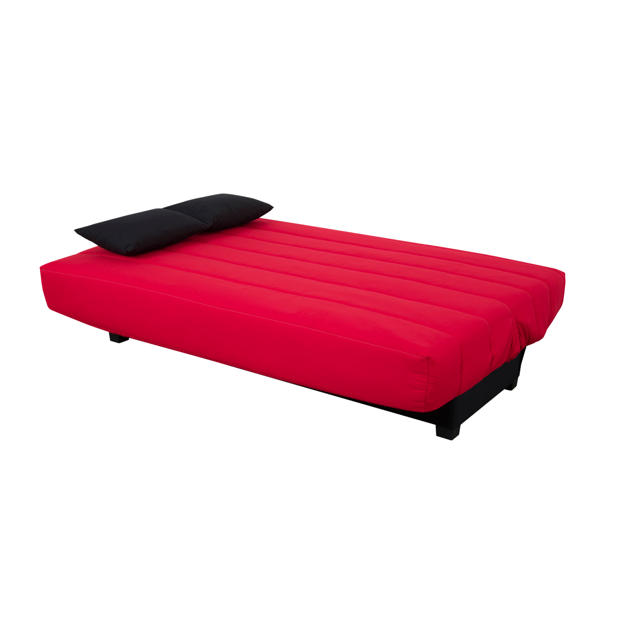 Canapé convertible Salma, matelas Simmons, 130 x 190 cm, 2 coussins offerts, rouge