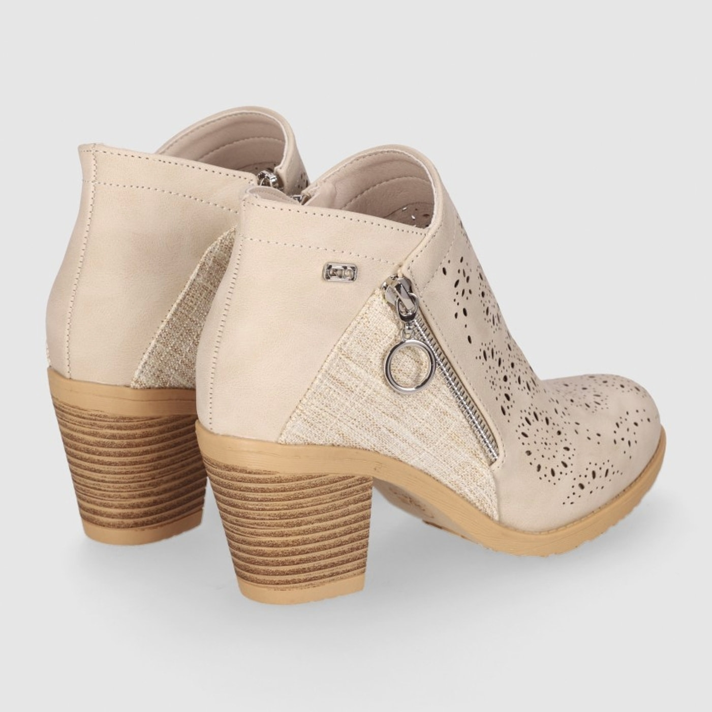 Botines de Piel Sintética - Beig - Tacón: 6 cm