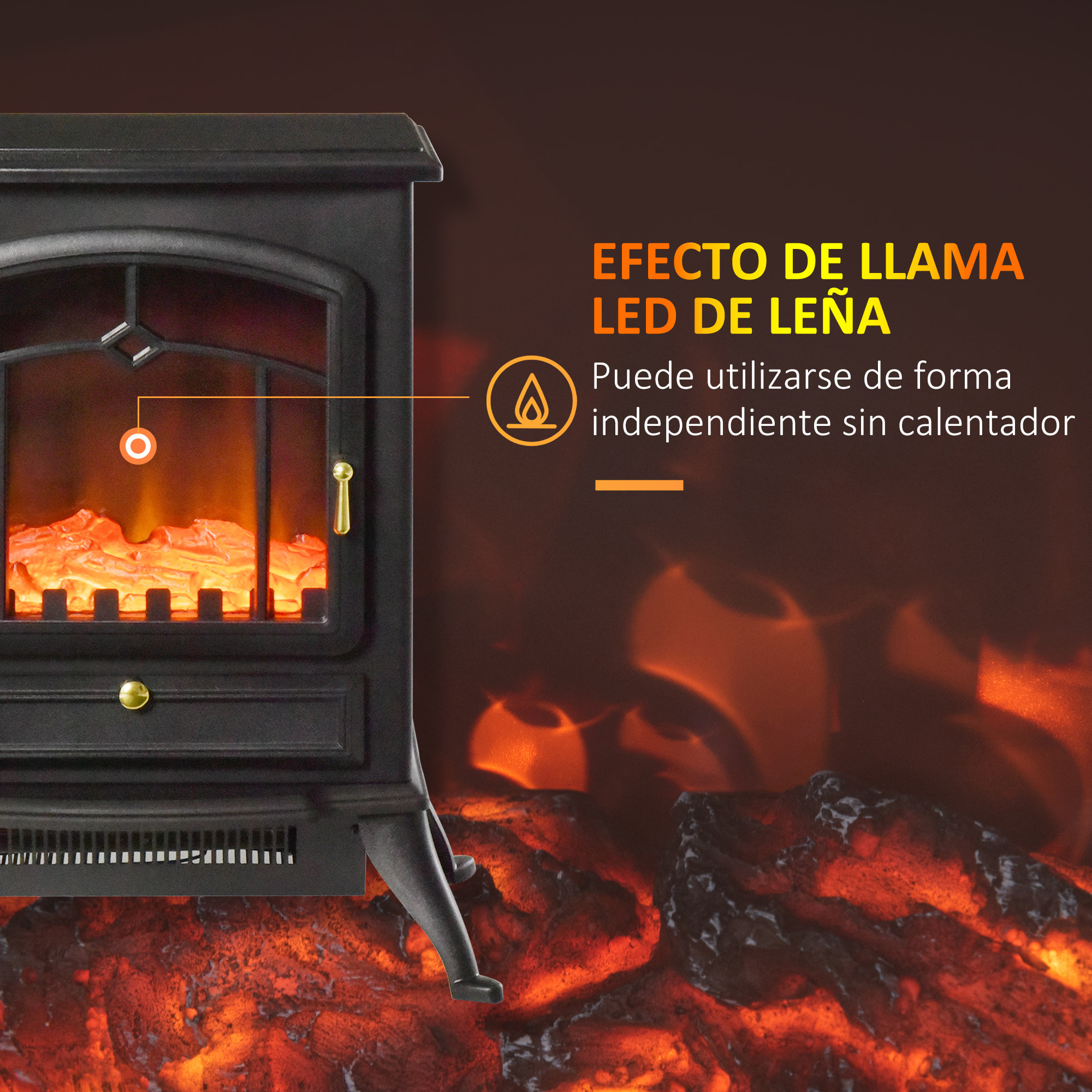 Chimenea Eléctrica de Pared Vertical Estufas Eléctricas Llama LED