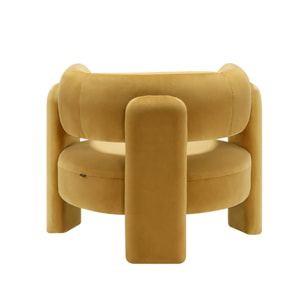 Fauteuil tripode en velours moutarde