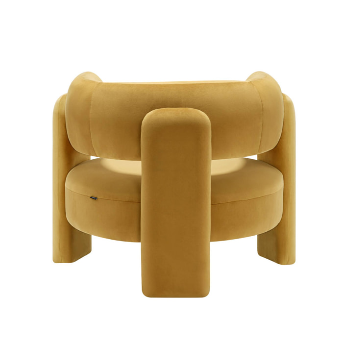Fauteuil tripode en velours moutarde
