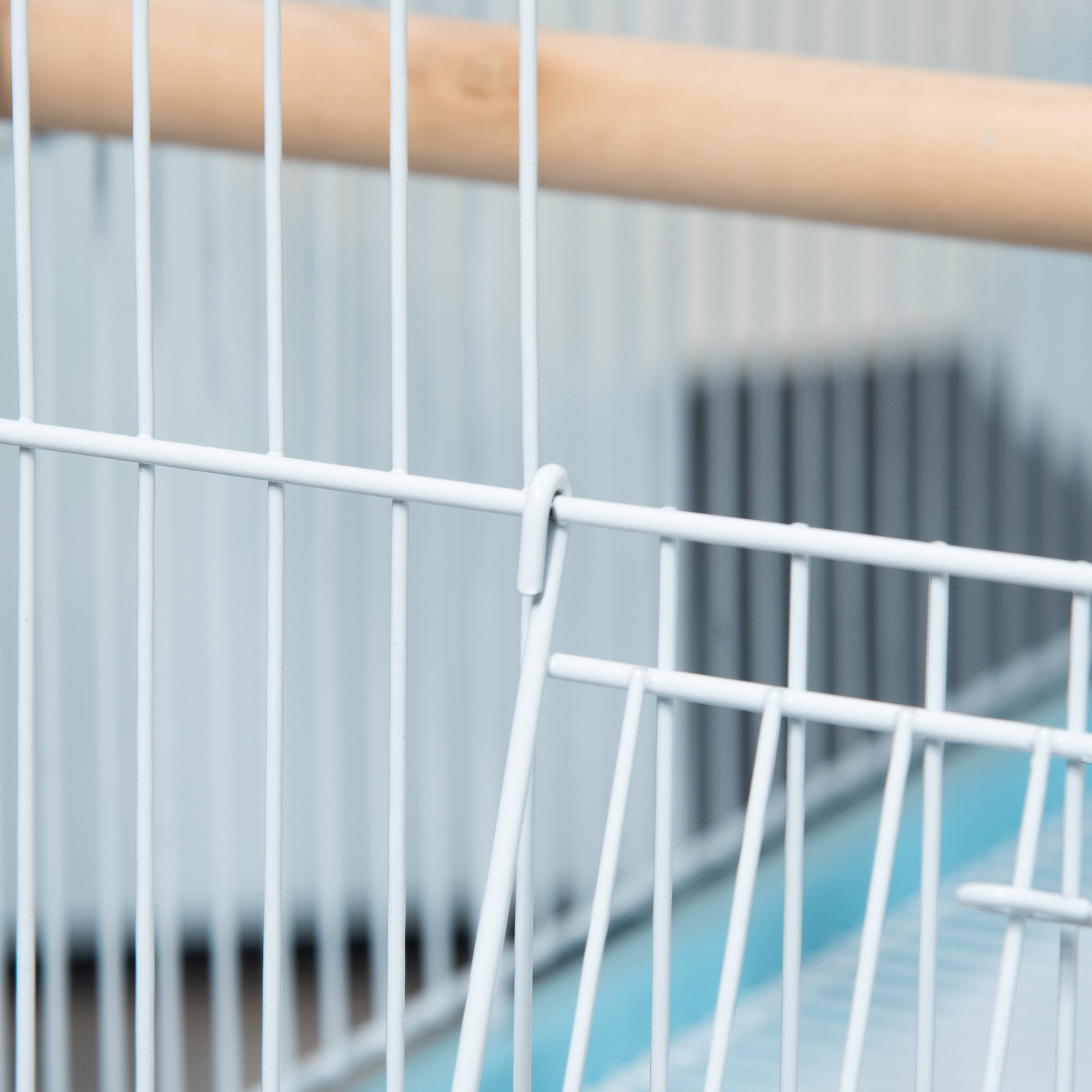 Grande cage à oiseaux sur pied à roulettes - volière double, mangeoires, perchoirs, plateau amovible - bleu