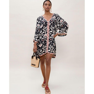 Abito corto con stampa etnica