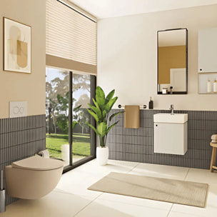 Cuvette WC suspendu sans bride Sento lin + abattant frein de chute déclipsable