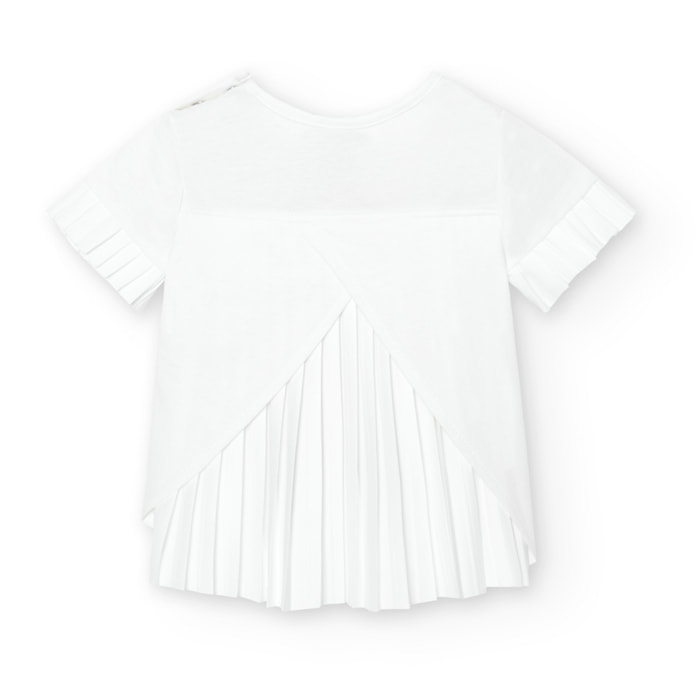 Camiseta niÃ±a, algodÃ³n, estampado, blanco, manga corta