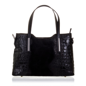 Fiesole Borsa tote Donna.Pelle autentica Camoscio Inciso Coccodrillo