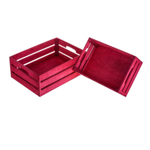 Set Di 2 Cassetta In Legno. Larghezza 35 Cm - Pezzi 1 - 35X13X25cm - Colore: Rosa - Bianchi Dino - Articoli In Legno Cassette