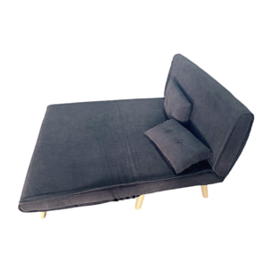 LIPIK Canapé convertible en velours côtelé gris 2 places