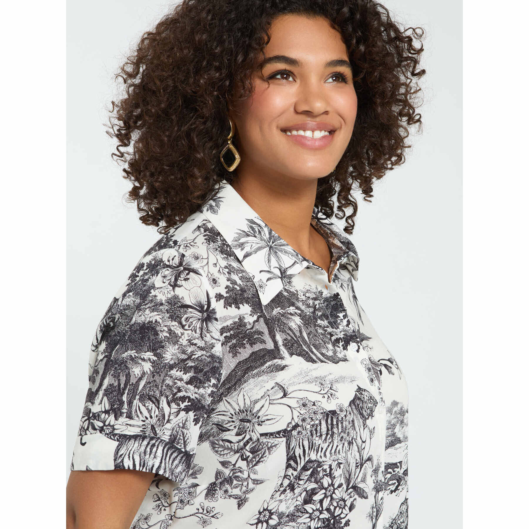 Fiorella Rubino - Camisa boxy con estampado exótico - Negro