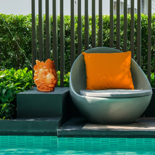 Porte Plante Lion Magnesia Orange H35cm