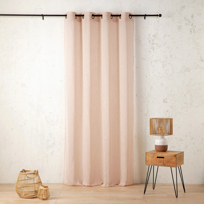 Voilage en polycoton chiné - Rose poudré
