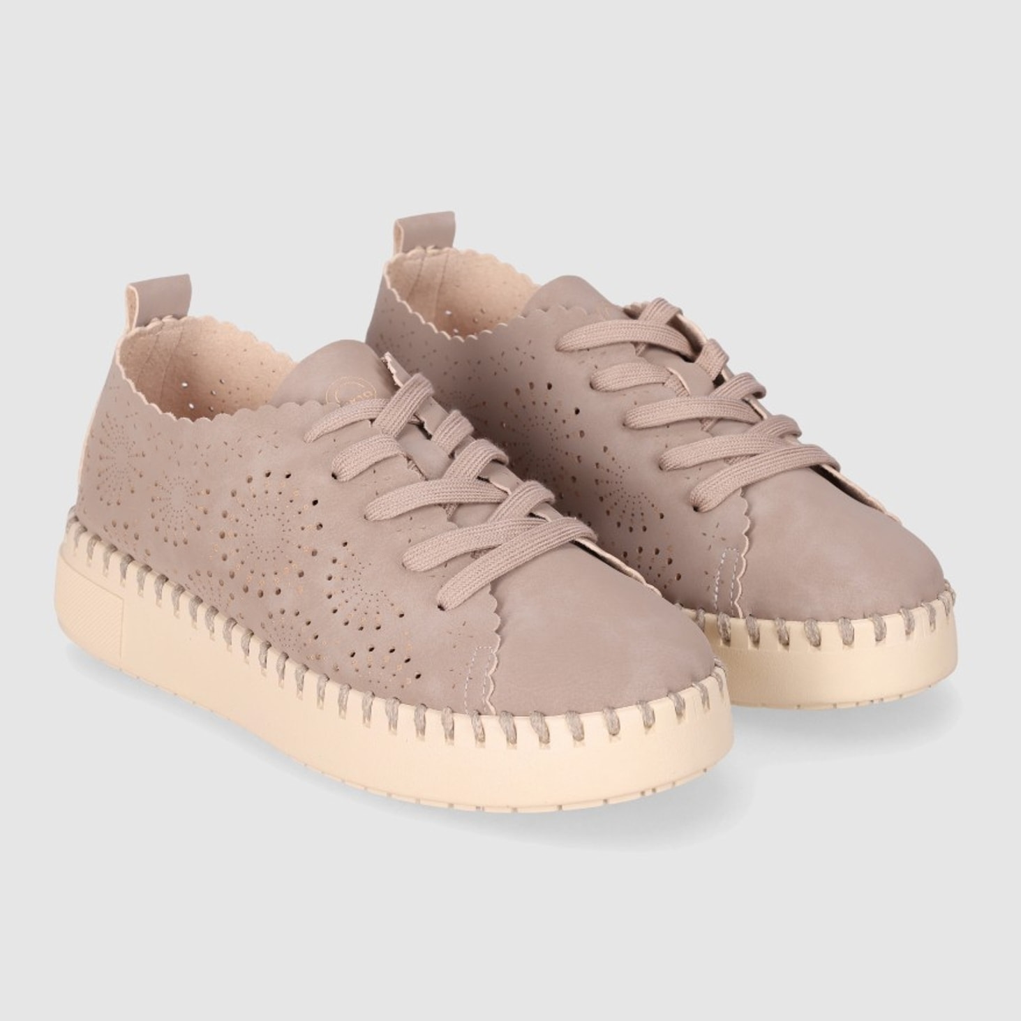 Zapatos de Tejido - Taupe - Tacón: Bajo