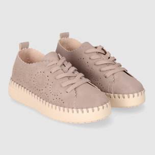 Zapatos de Tejido - Taupe - Tacón: Bajo