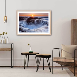 Affiche Le puit de Thor en Oregon Affiche + cadre en bois - Chêne