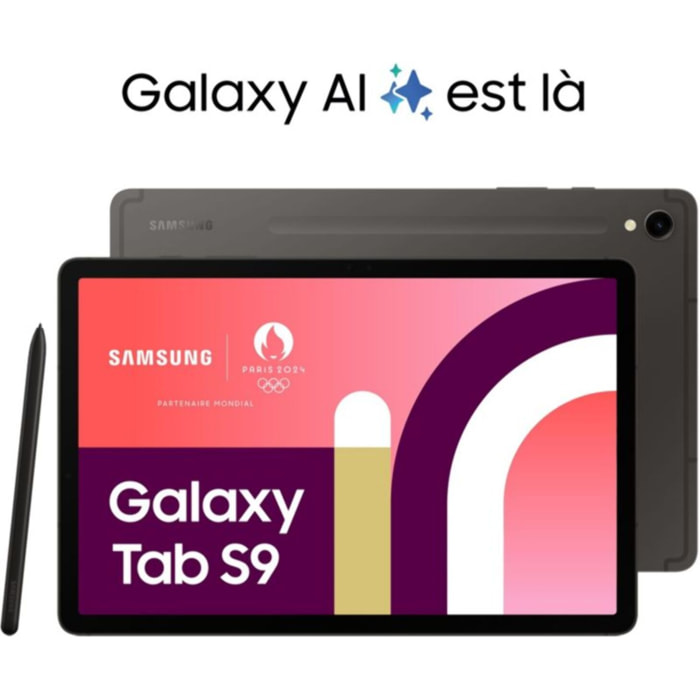 Tablette Android SAMSUNG Galaxy Tab S9 Tablette avec Galaxy AI Version WiFi 256 Go Anthracite