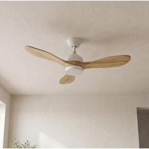 Forlight Calar ventilador con selector de temperatura en color blanco y las palas de madera
